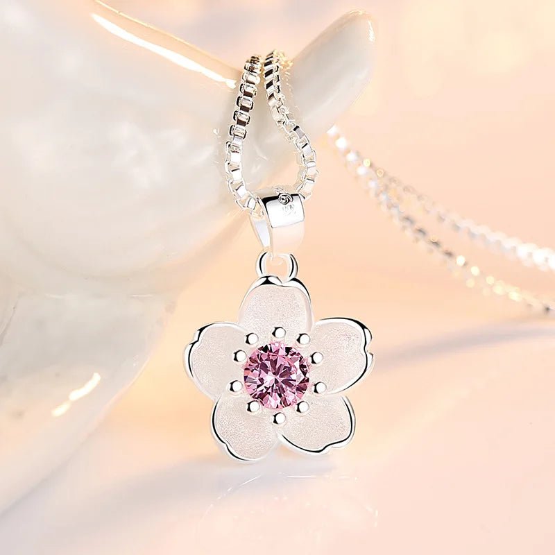925 Sterling Silver Pink Purple Peach Blossom Necklace - Blossoms&Moss