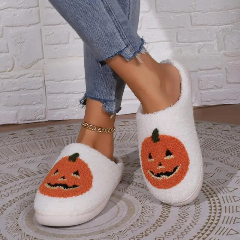 Jack o’ lantern fluffy slippers