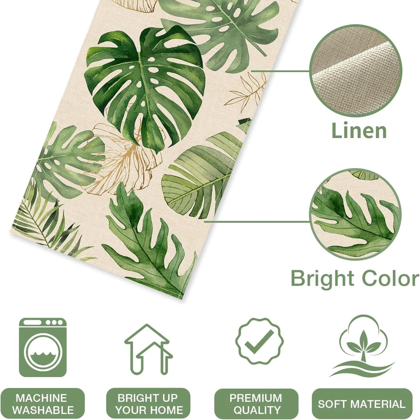 Tropical Greenery Linen Table Runner