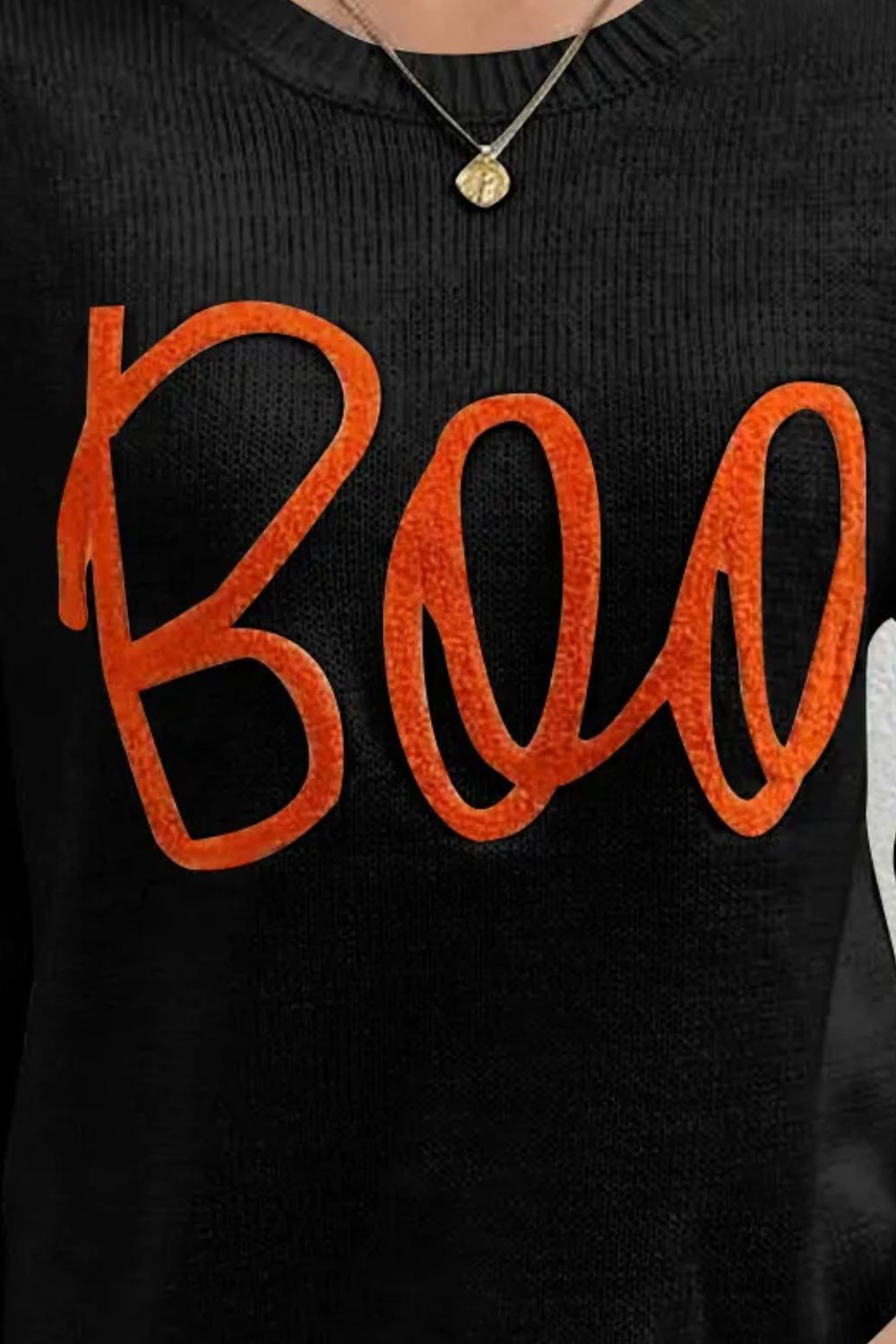 BOO Round Neck Long Sleeve Sweater - Blossoms&Moss