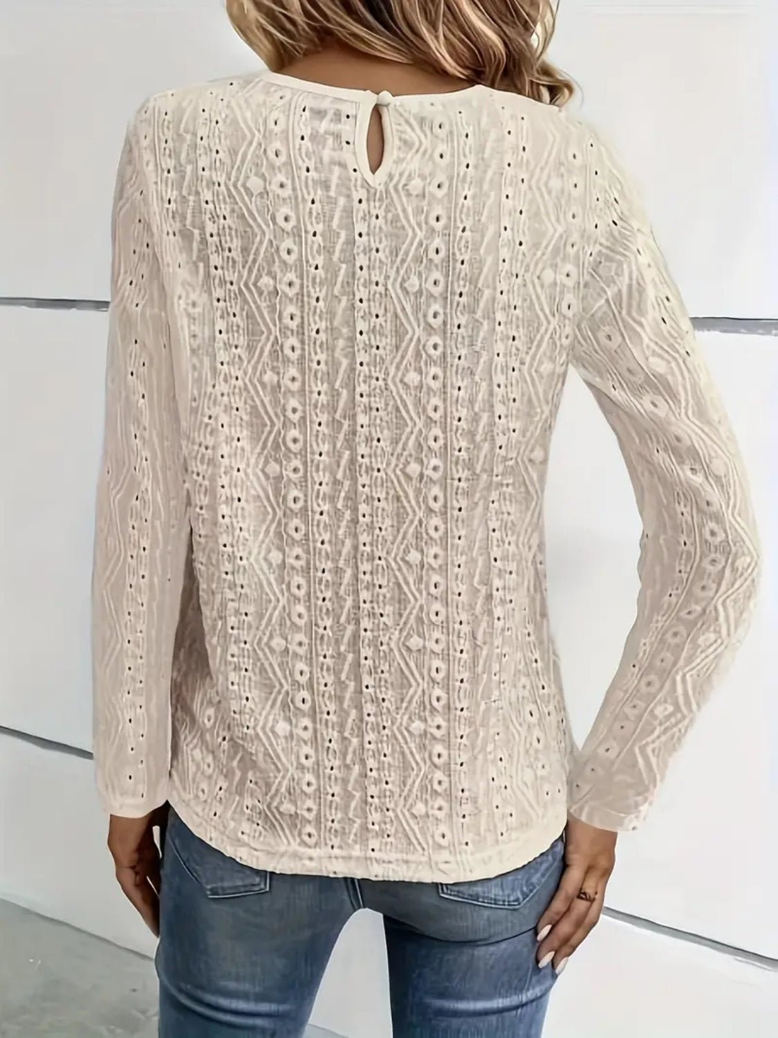Lace Eyelet Long Sleeve Top - Blossoms&Moss