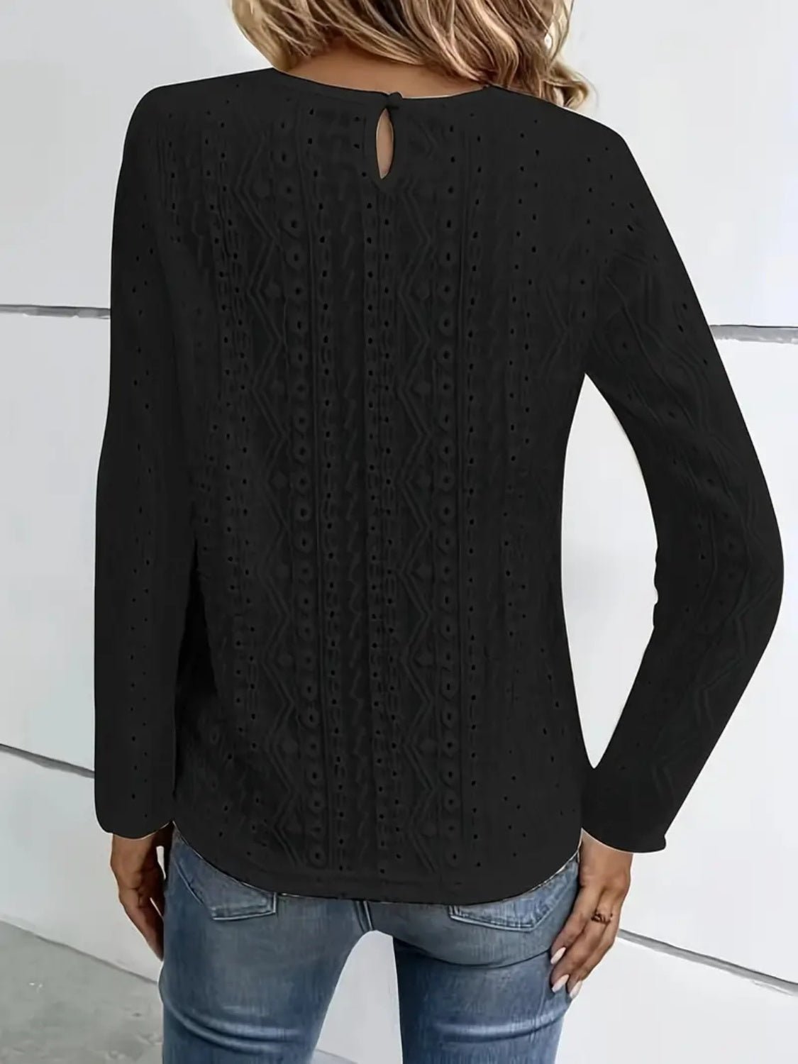 Lace Eyelet Long Sleeve Top - Blossoms&Moss
