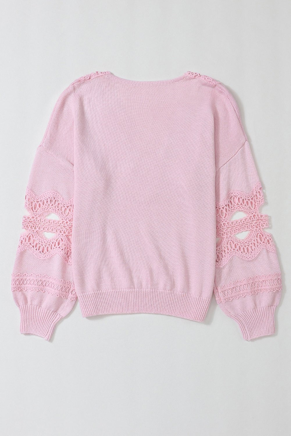Openwork V - Neck Raglan Sleeve Sweater - Blossoms&Moss