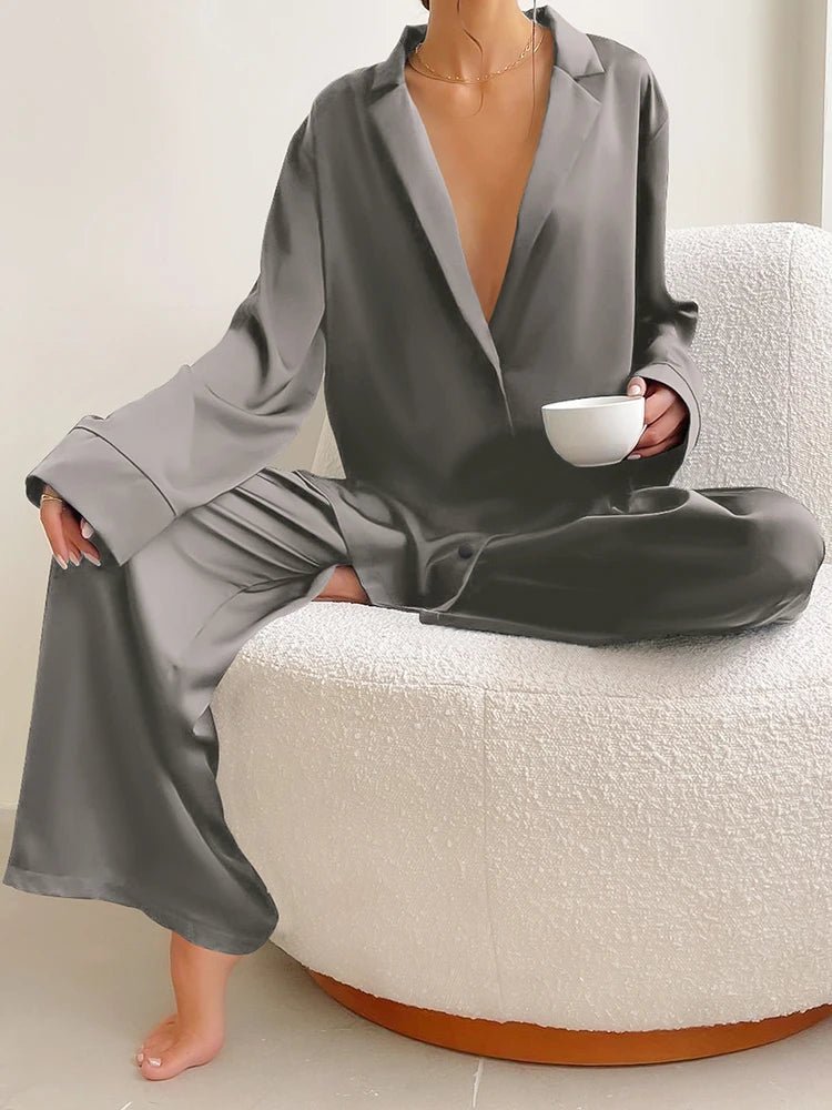 Oversized Satin Sleepwear - Blossoms&Moss