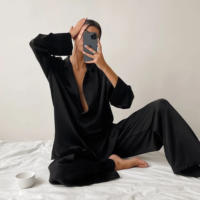 Oversized Satin Sleepwear - Blossoms&Moss