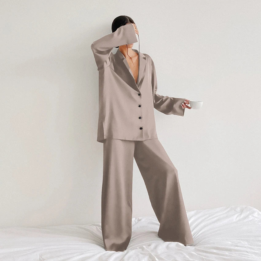 Oversized Satin Sleepwear - Blossoms&Moss