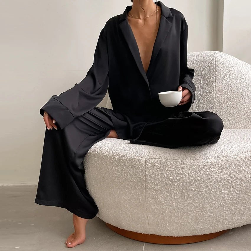 Oversized Satin Sleepwear - Blossoms&Moss