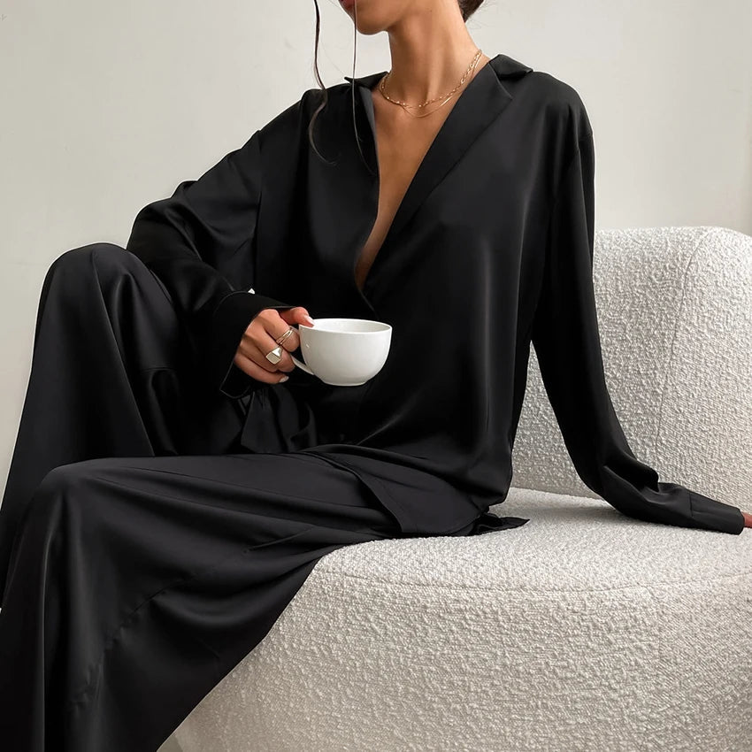 Oversized Satin Sleepwear - Blossoms&Moss