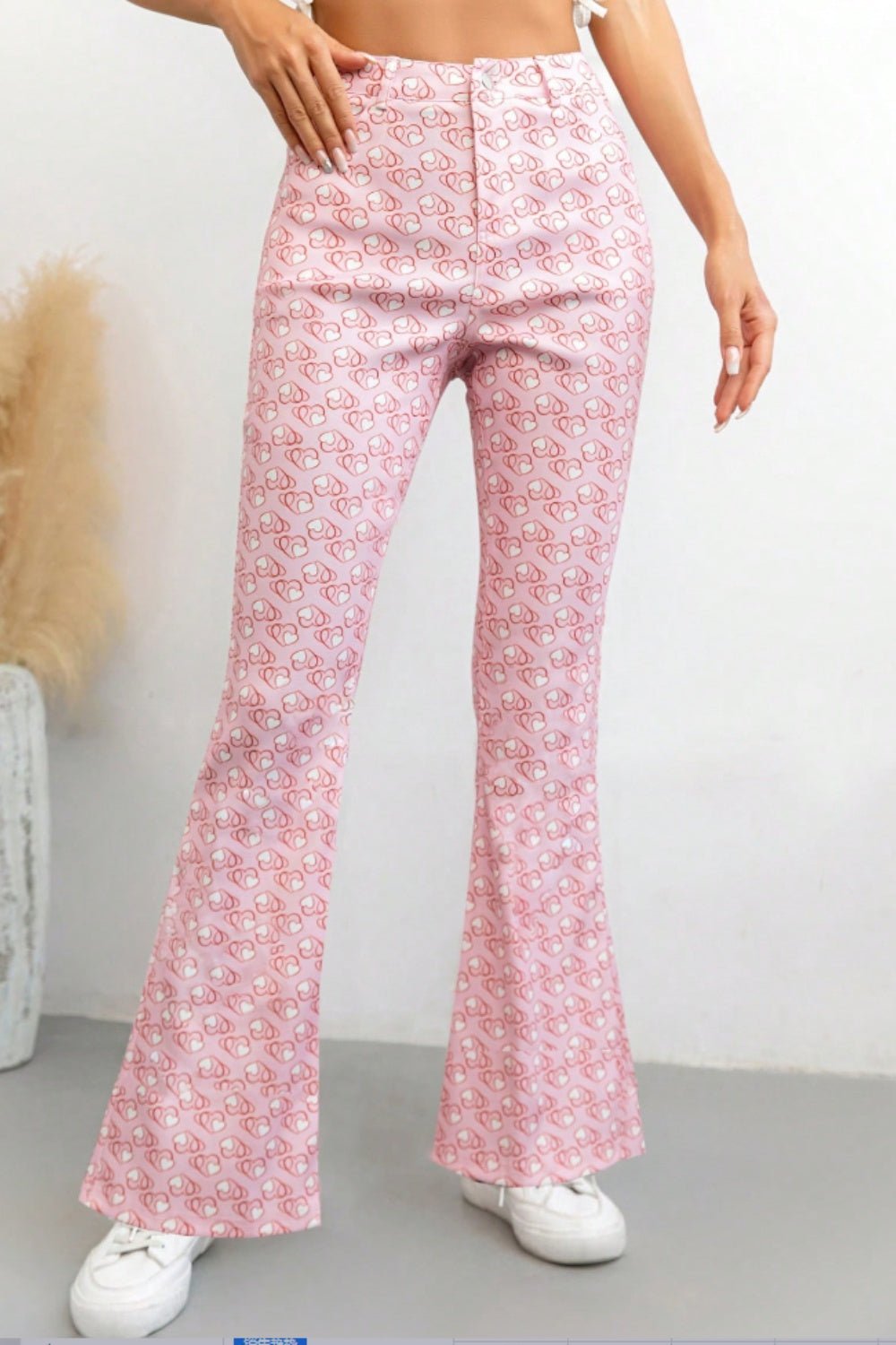 Printed High Waist Flare Pants with Pockets - Blossoms&Moss
