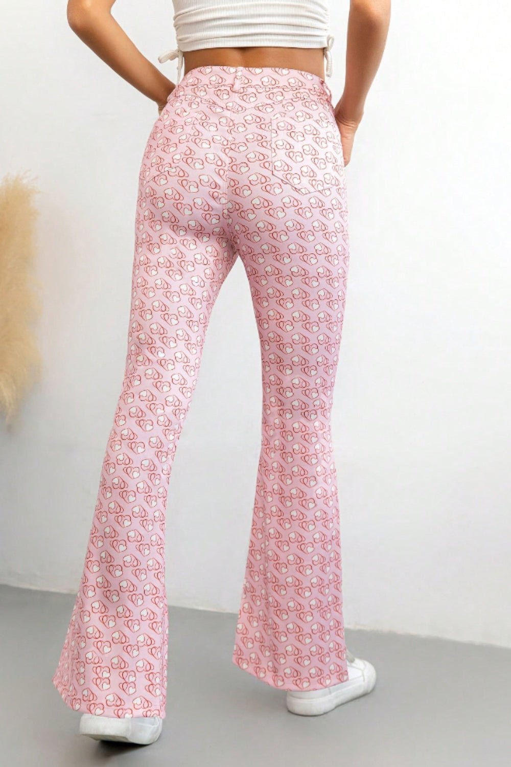 Printed High Waist Flare Pants with Pockets - Blossoms&Moss
