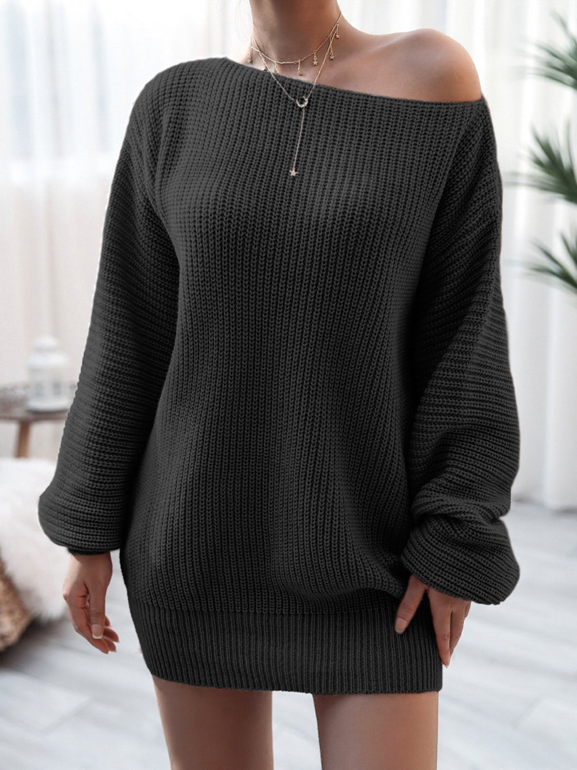 Rib - Knit Mini Sweater Dress - Blossoms&Moss