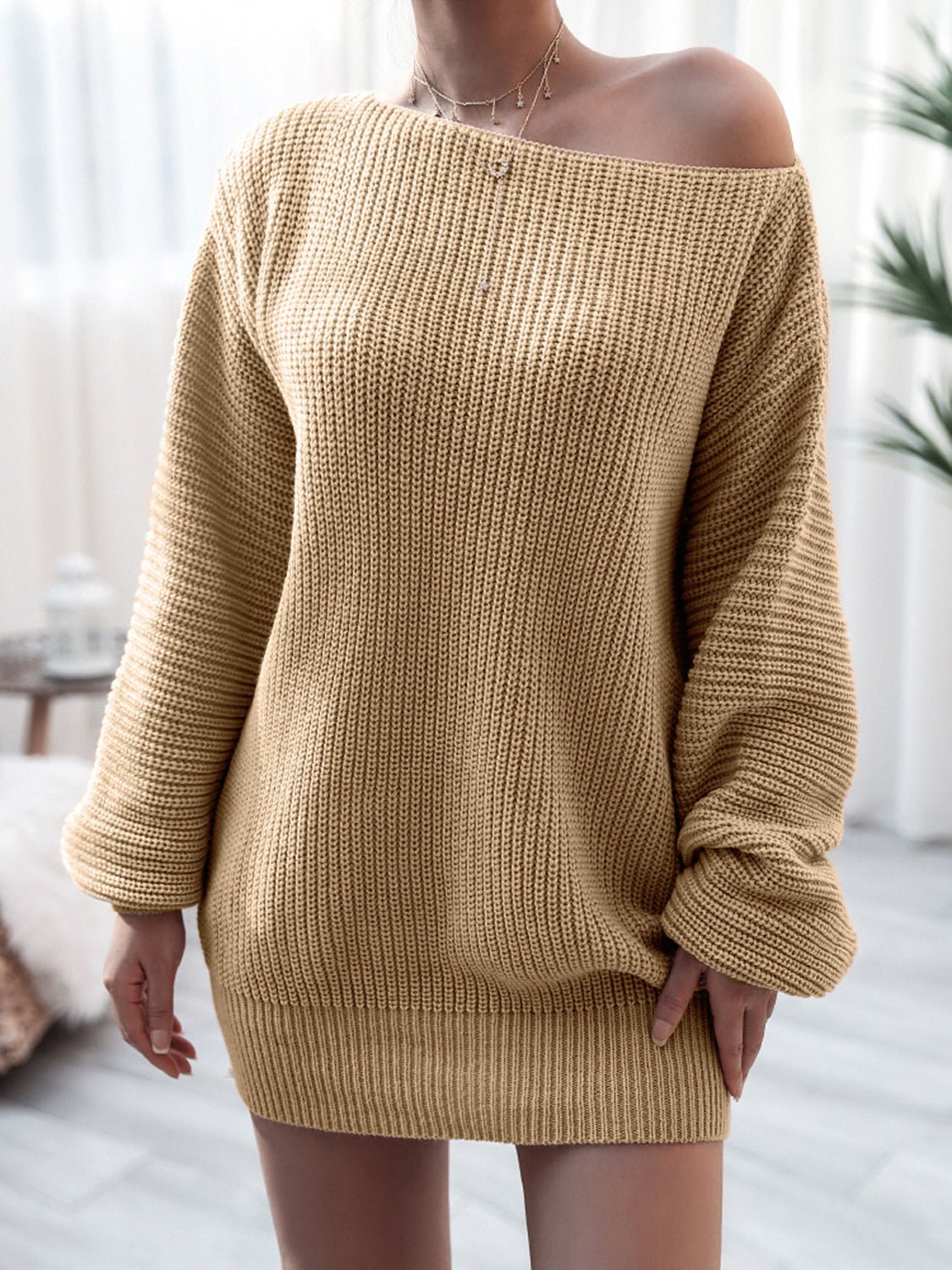 Rib - Knit Mini Sweater Dress - Blossoms&Moss