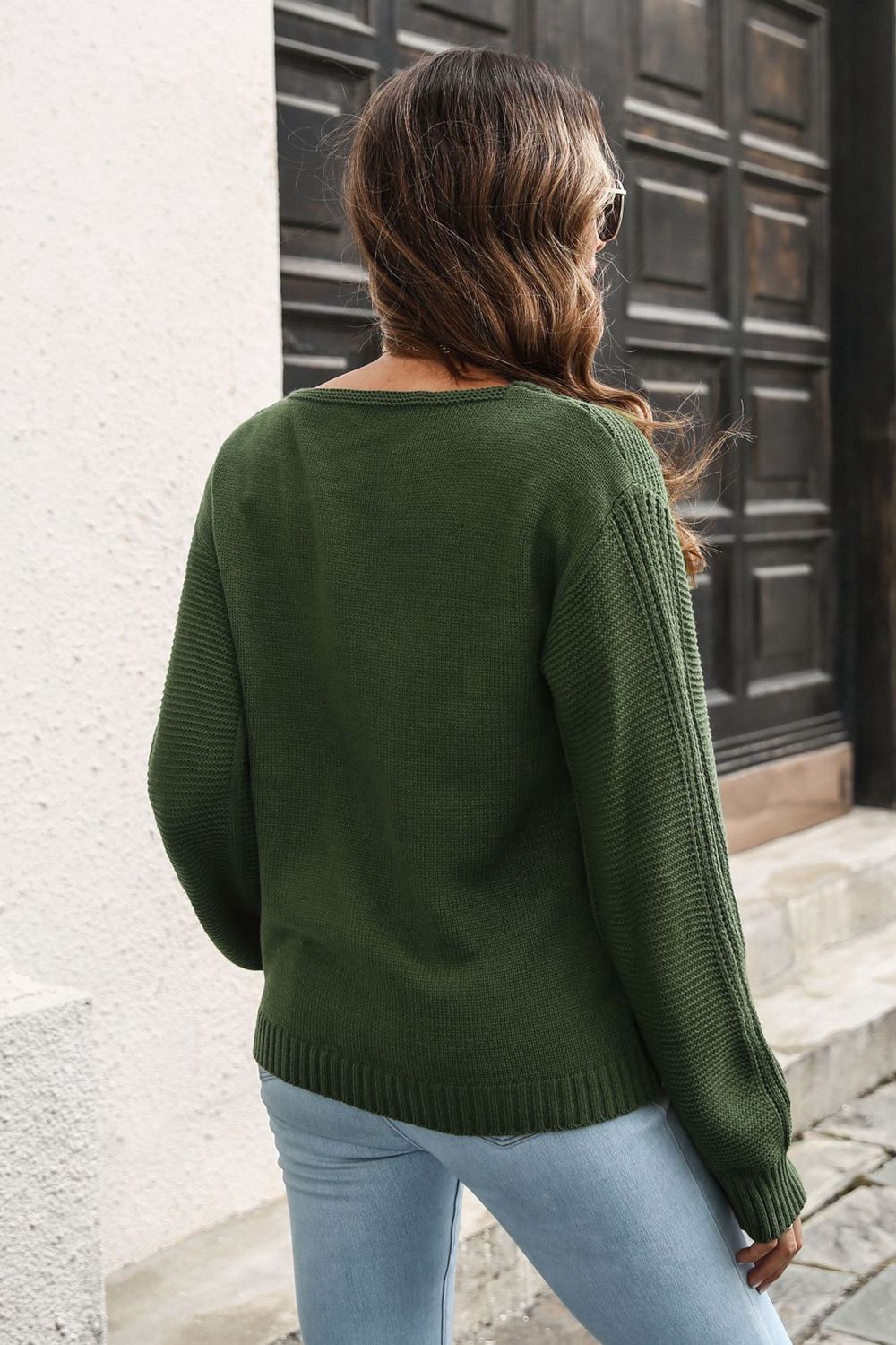 Ribbed Scoop Neck Long Sleeve Pullover Sweater - Blossoms&Moss