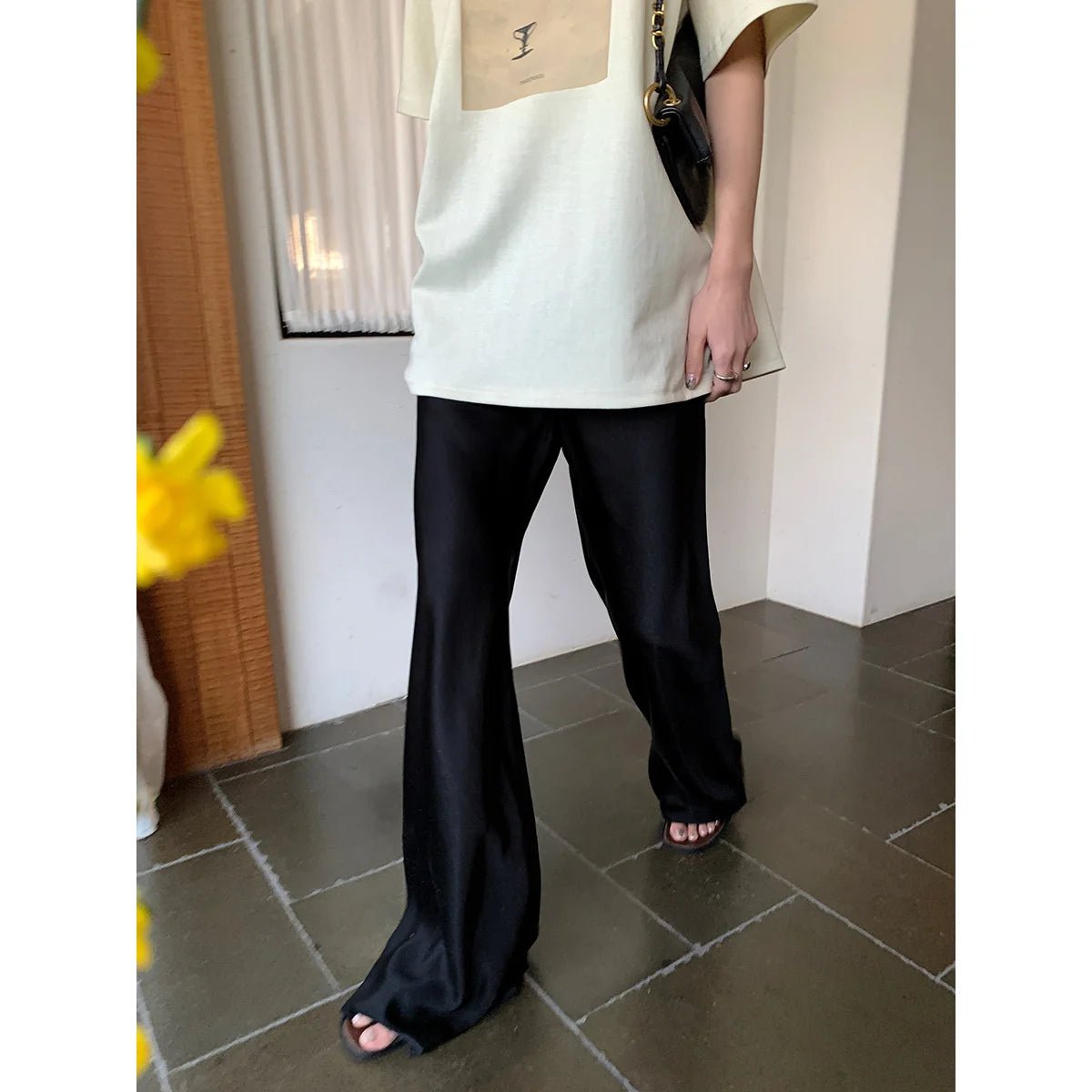 Satin Wide Leg Pants Long Floor Casual Pants Women's Summer - Blossoms&Moss