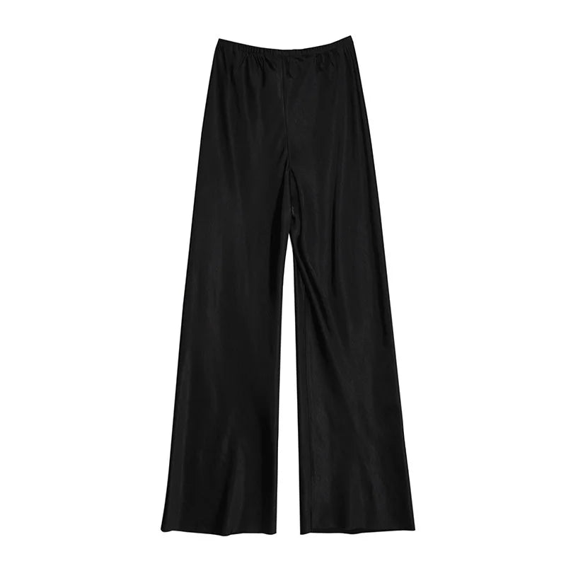 Satin Wide Leg Pants Long Floor Casual Pants Women's Summer - Blossoms&Moss