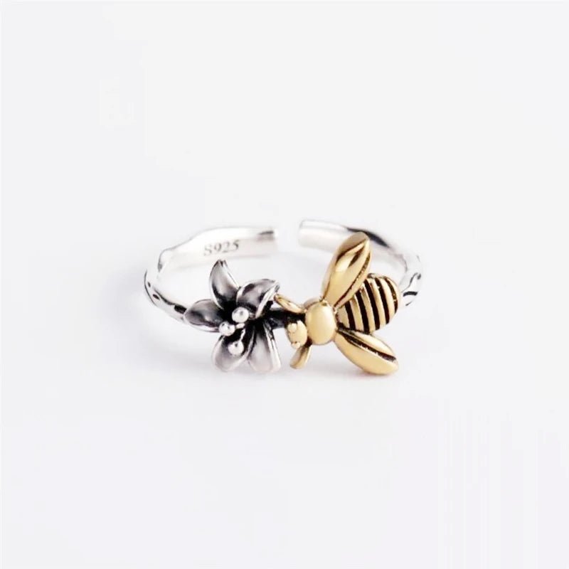 Save the bees silver ring - Blossoms&Moss