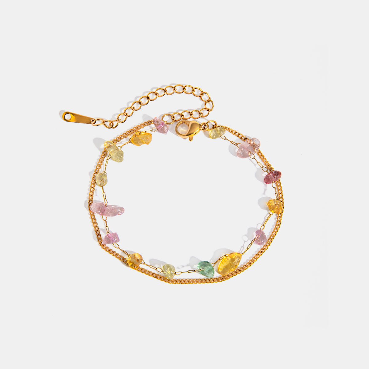 Stainless Steel Natural Stone Double Layered Bracelet - Blossoms&Moss