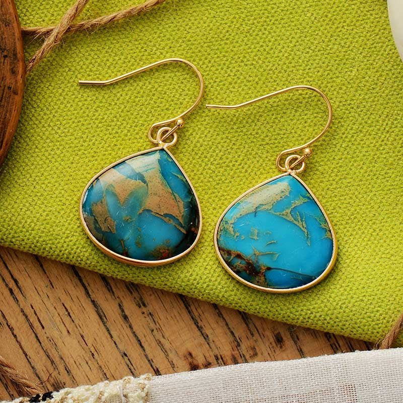 18K Gold - Plated Natural Stone Earrings - Blossoms&Moss