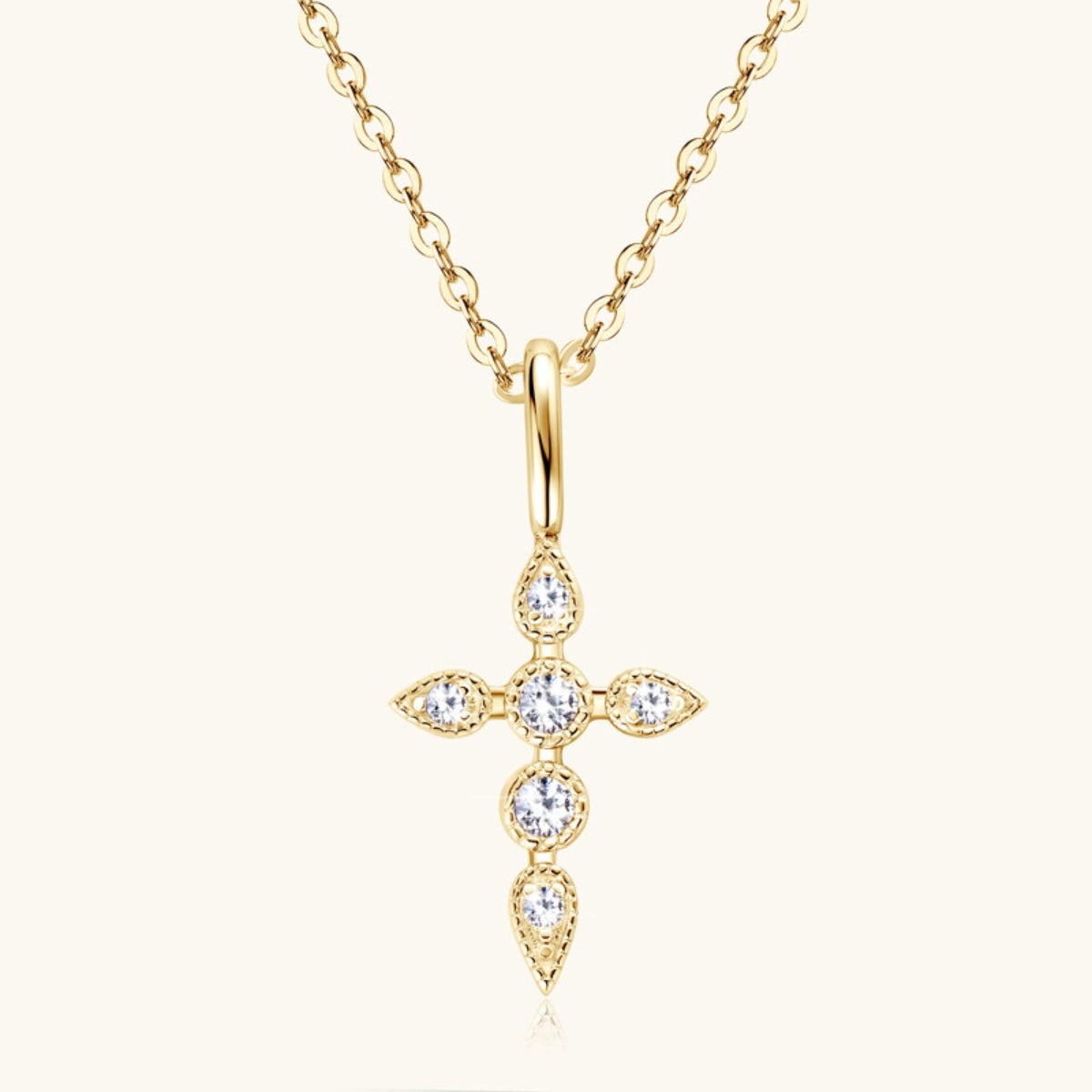 925 Sterling Silver Moissanite Cross Pendant Necklace - Blossoms&Moss