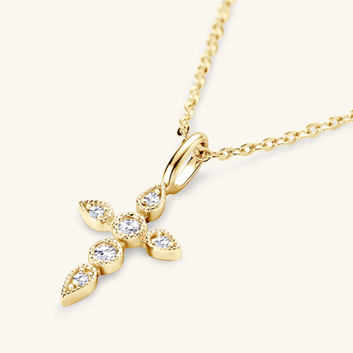 925 Sterling Silver Moissanite Cross Pendant Necklace - Blossoms&Moss