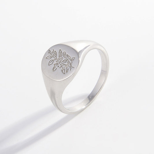 925 Sterling Silver Signet Ring - Blossoms&Moss