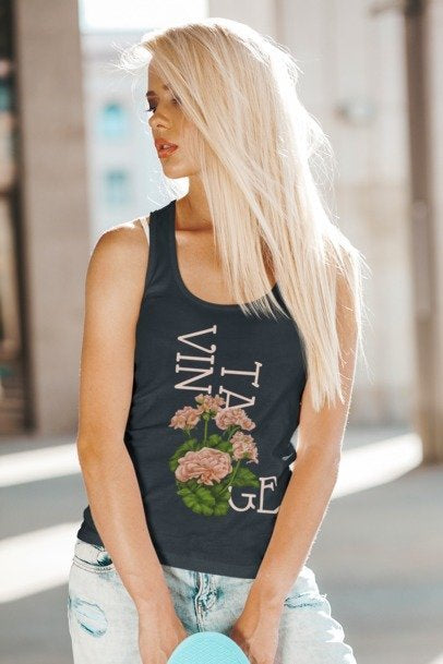 Women's floral vintage Flowy Scoop Muscle Tank