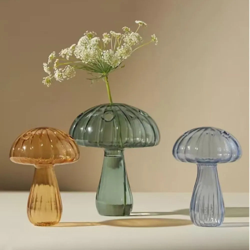 Transparent Jelly Color Mushroom Glass Vase