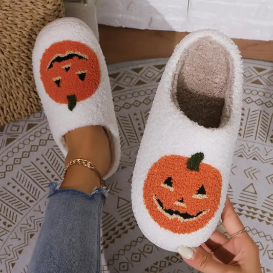 Jack o’ lantern fluffy slippers