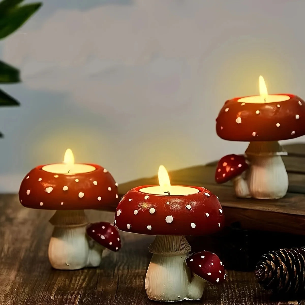 Mushroom tea light holders