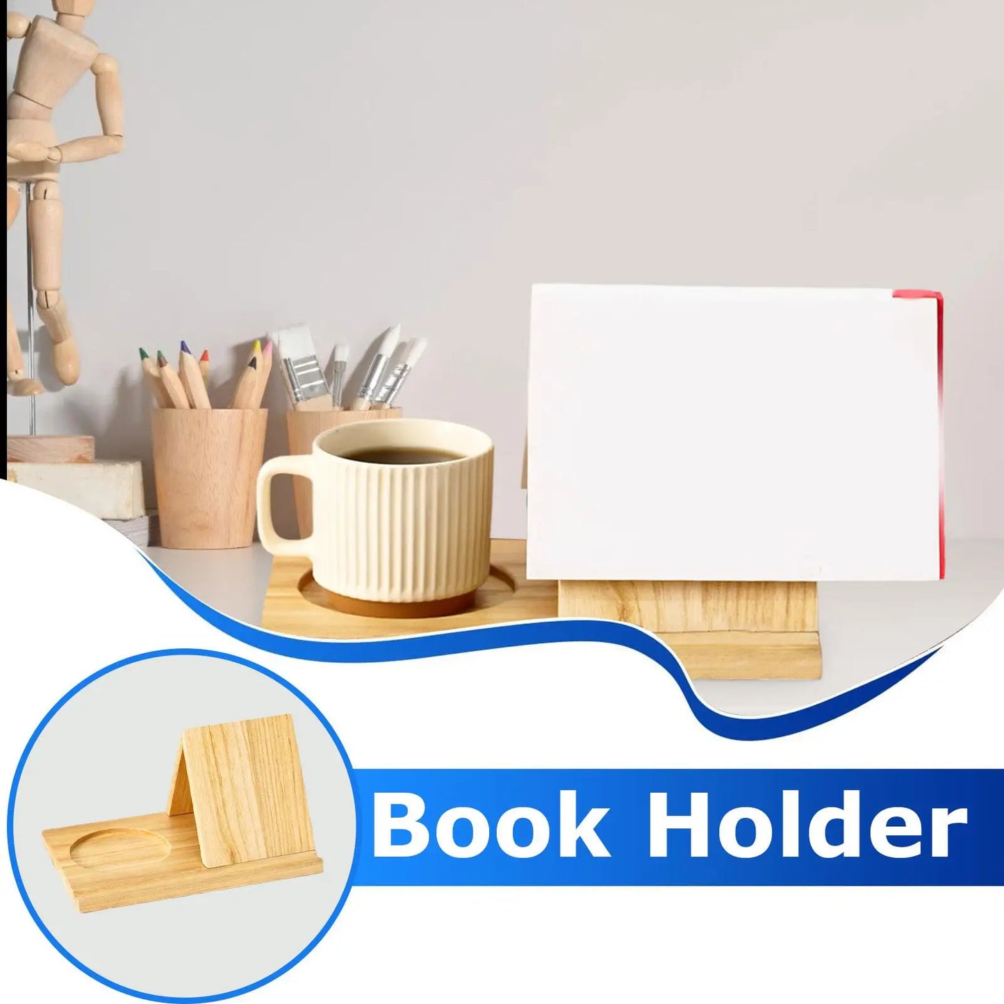 Wooden Reading Stand Handmade with Cup Holder