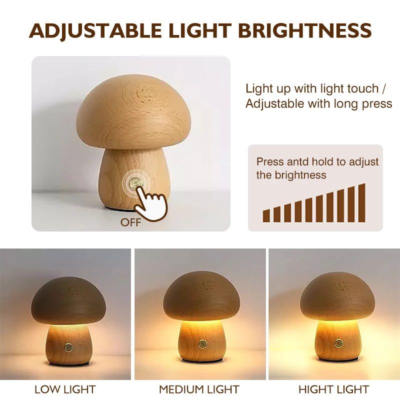 Wooden Mushrooms Night Light