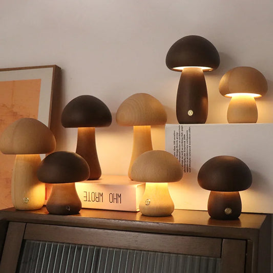 Wooden Mushrooms Night Light