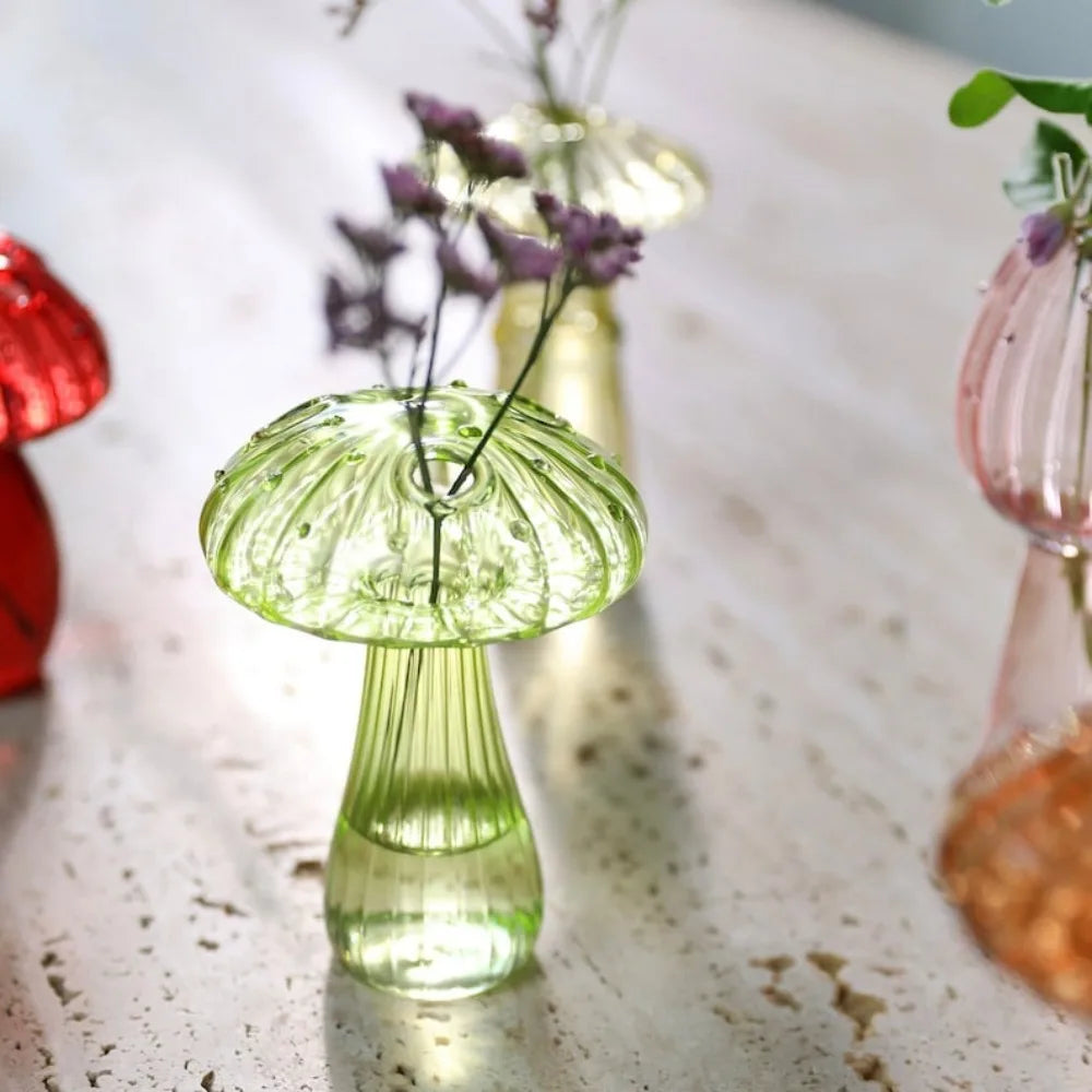 Transparent Jelly Color Mushroom Glass Vase