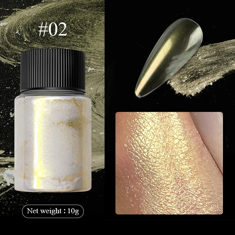 Aurora Pearl White Nails Glitter Dust - Blossoms&Moss