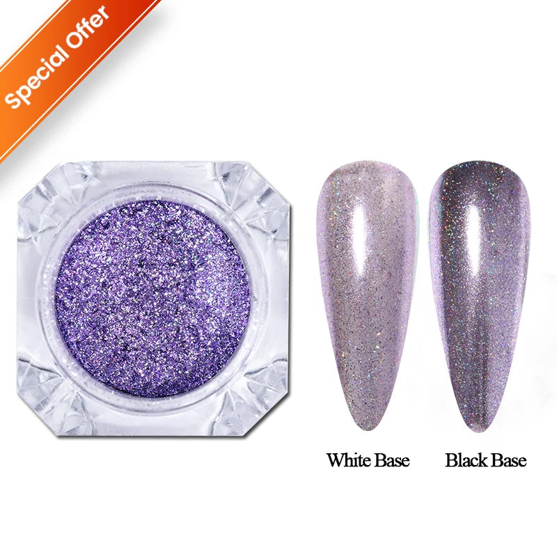 Aurora Pearl White Nails Glitter Dust - Blossoms&Moss