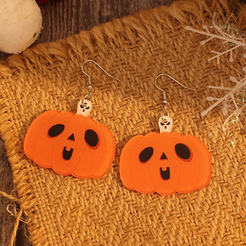 Acrylic Alloy Pumpkin Shape Earrings - Blossoms&Moss