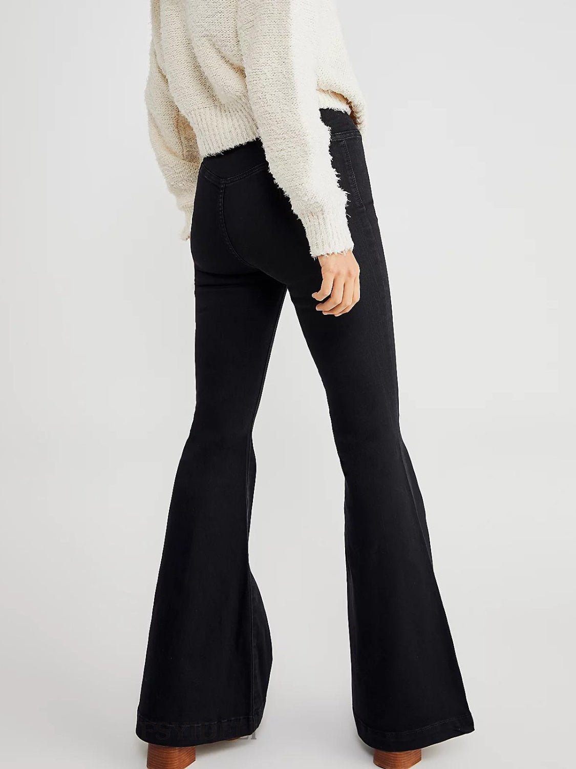 Asymmetric Waist Flare Jeans - Blossoms&Moss