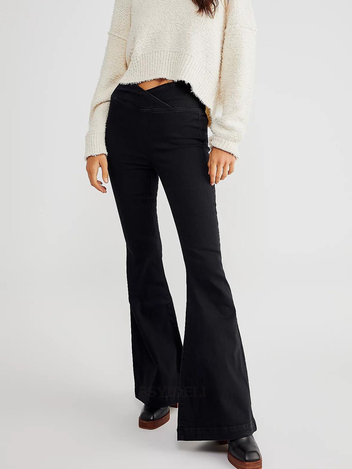 Asymmetric Waist Flare Jeans - Blossoms&Moss