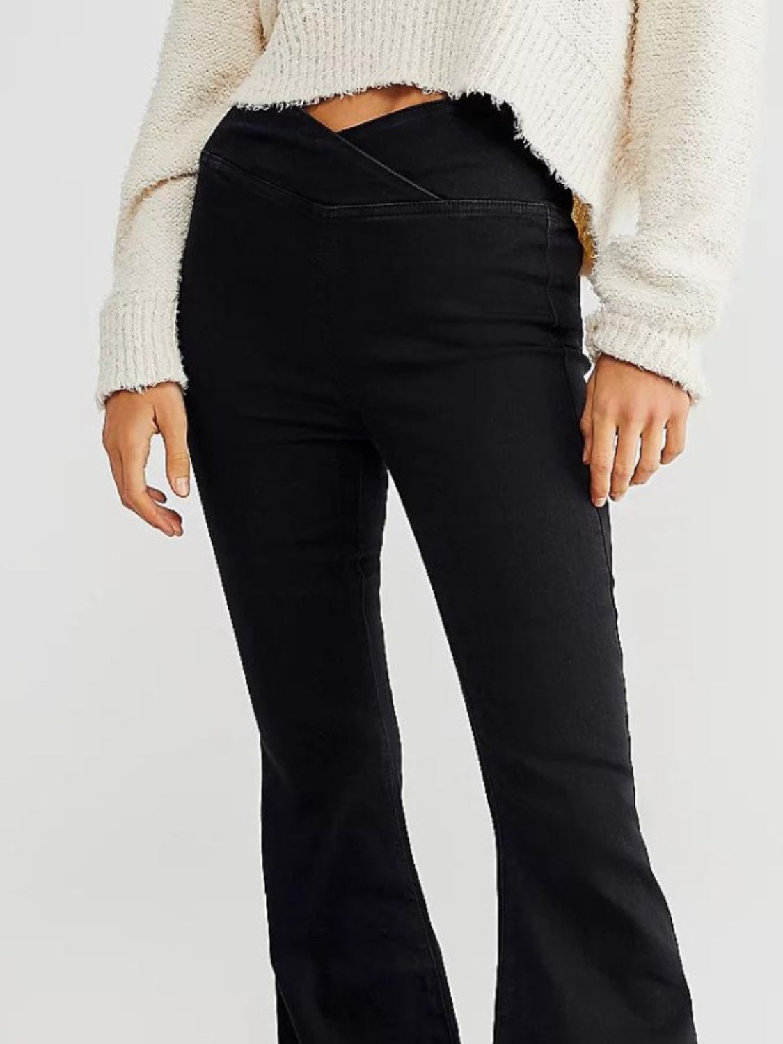 Asymmetric Waist Flare Jeans - Blossoms&Moss