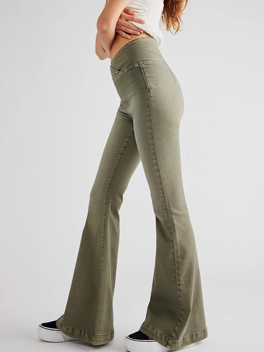 Asymmetric Waist Flare Jeans - Blossoms&Moss