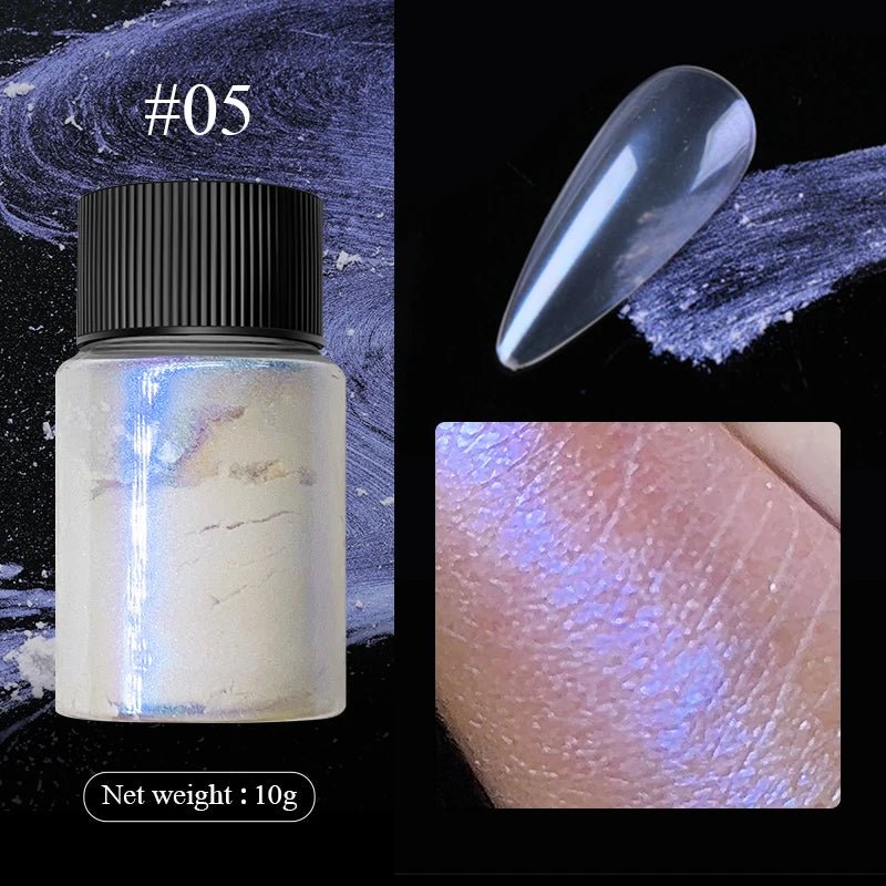 Aurora Pearl White Nails Glitter Dust - Blossoms&Moss