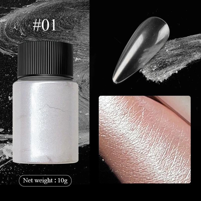 Aurora Pearl White Nails Glitter Dust - Blossoms&Moss