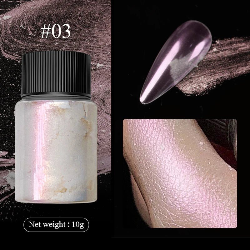 Aurora Pearl White Nails Glitter Dust - Blossoms&Moss