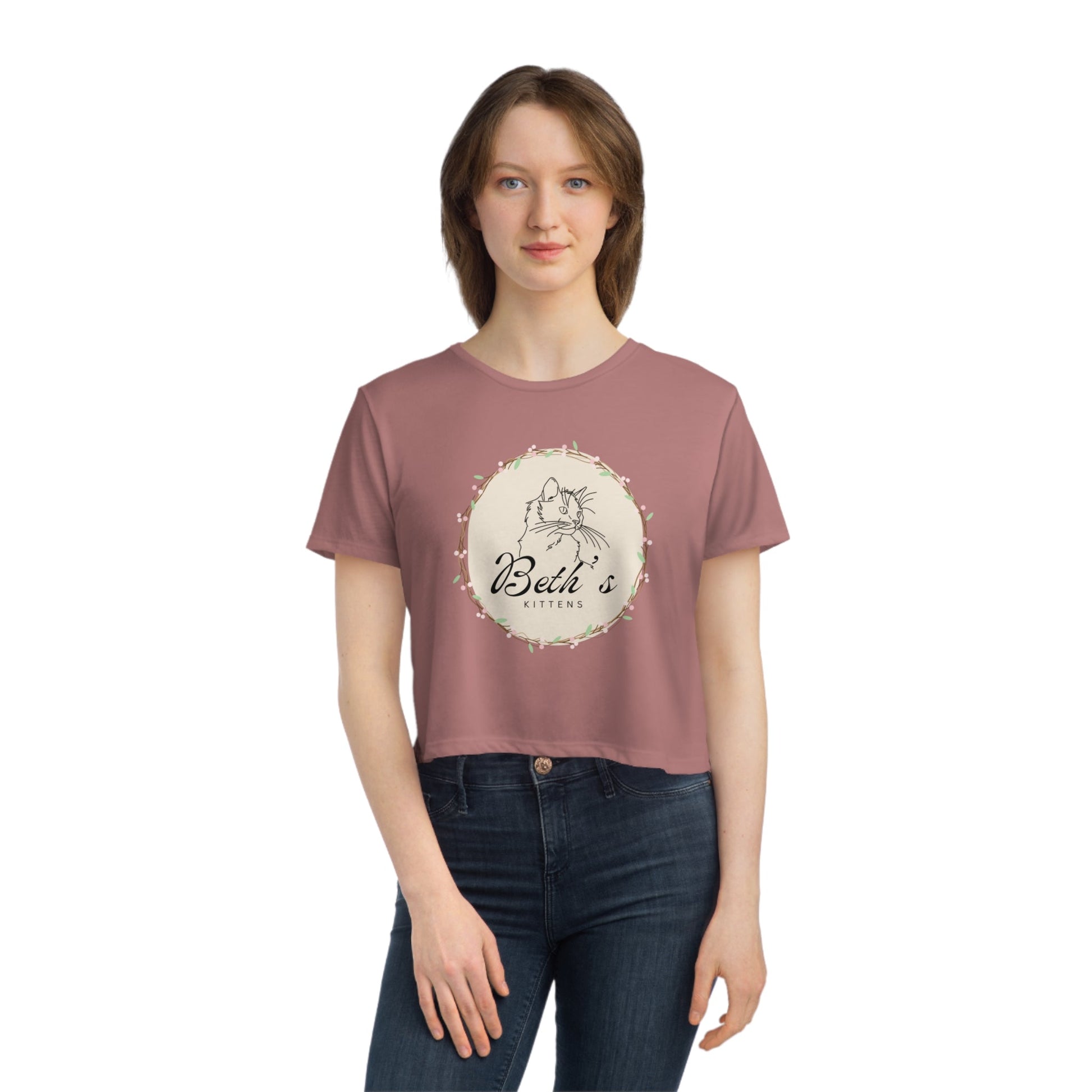 Beth’s kittens Flowy Cropped Tee - Blossoms&Moss