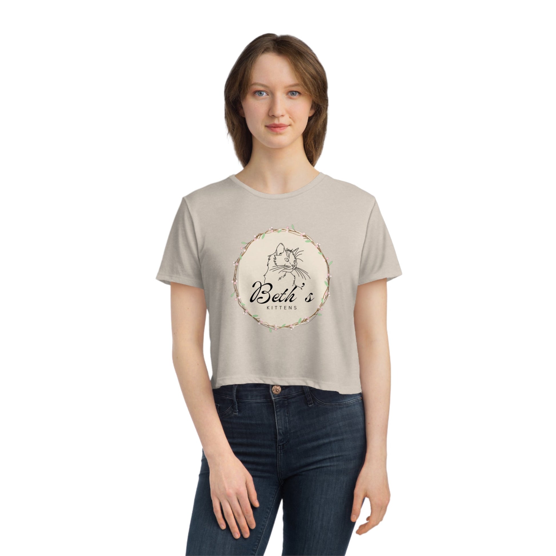 Beth’s kittens Flowy Cropped Tee - Blossoms&Moss