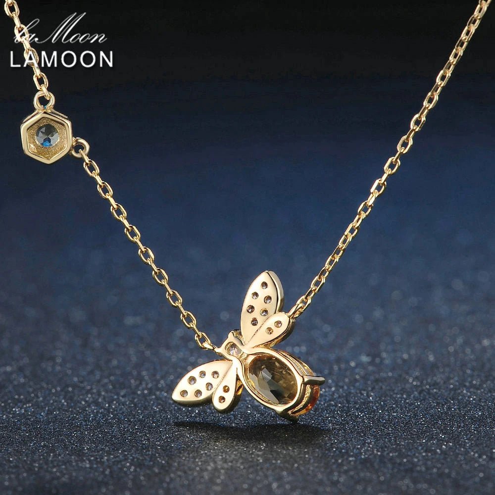 Bumbles & Bees 925 Sterling Silver Necklace with Natural Gemstone - Blossoms&Moss