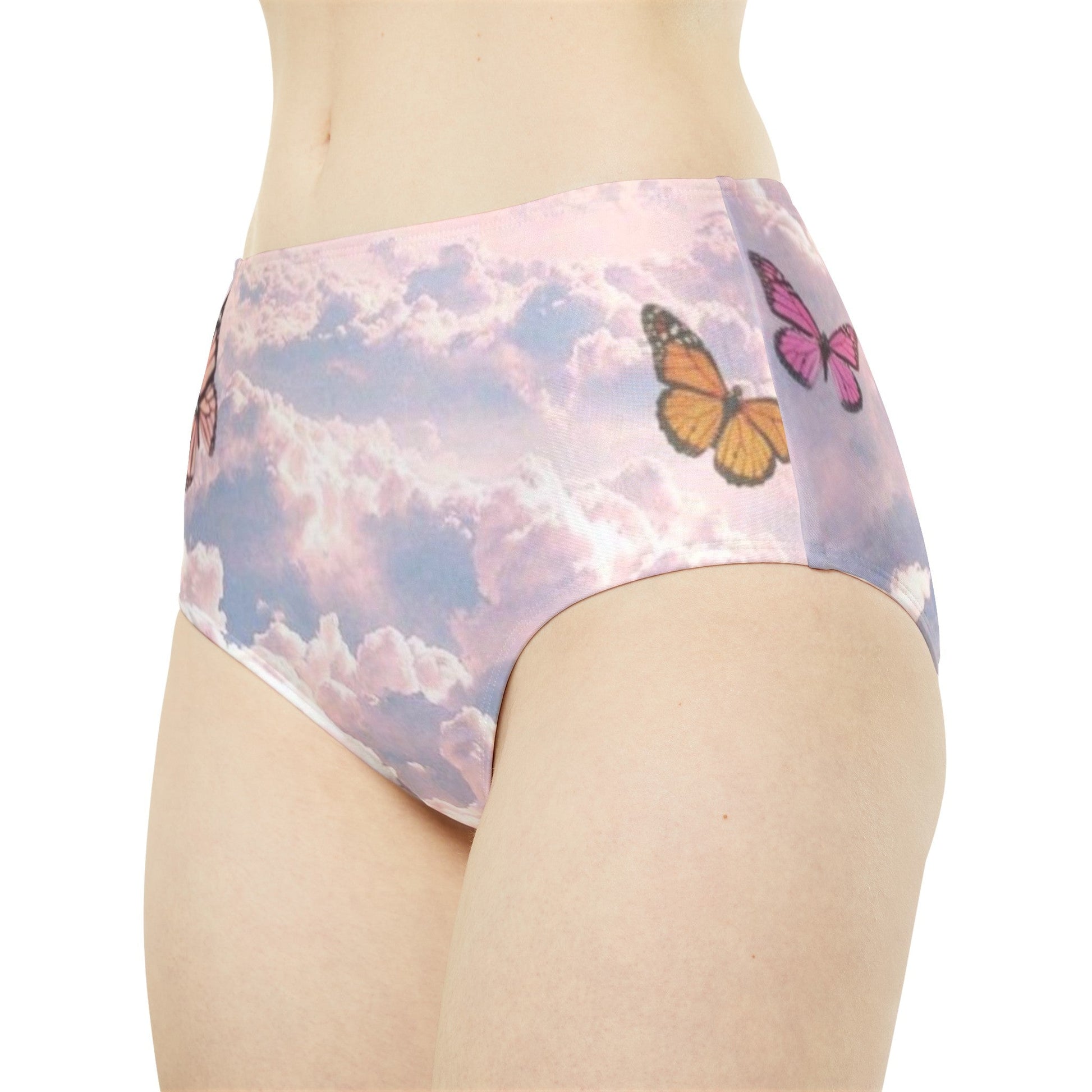 Cloudy with a chance of butterflies High-Waist Hipster Bikini Bottom - Blossoms&Moss