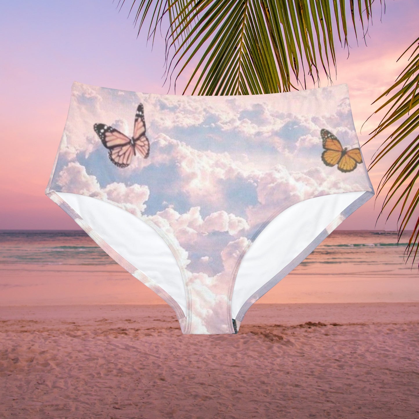 Cloudy with a chance of butterflies High-Waist Hipster Bikini Bottom - Blossoms&Moss