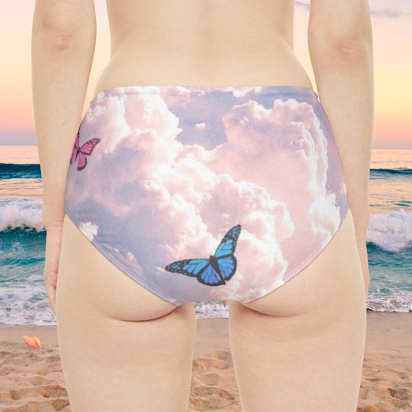 Cloudy with a chance of butterflies High-Waist Hipster Bikini Bottom - Blossoms&Moss