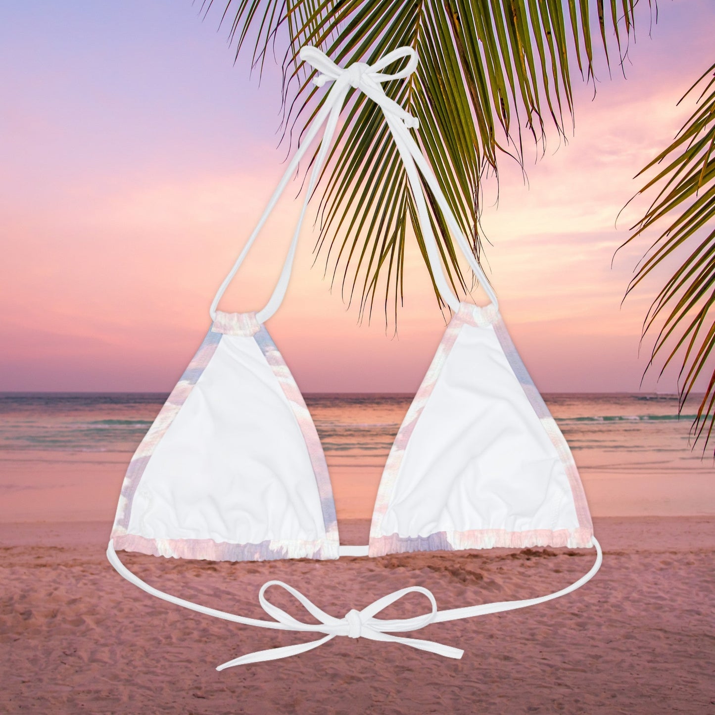 Cloudy with a chance of butterflies Strappy Triangle Bikini Top (AOP) - Blossoms&Moss